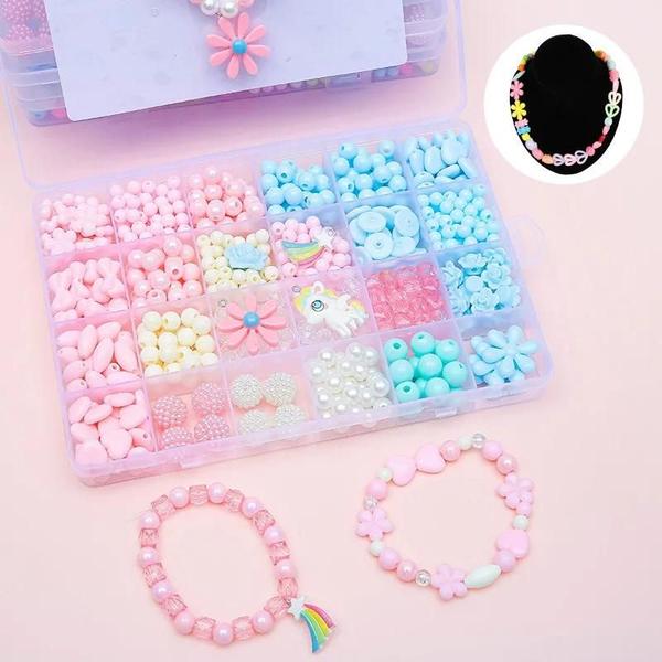 Imagem de Kit De Joias Com Miçangas DIY Para Meninas Brinquedos Educativos Pulseira Colar Conjunto De