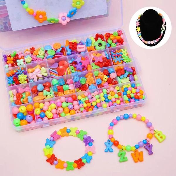 Imagem de Kit De Joias Com Miçangas DIY Para Meninas Brinquedos Educativos Pulseira Colar Conjunto De