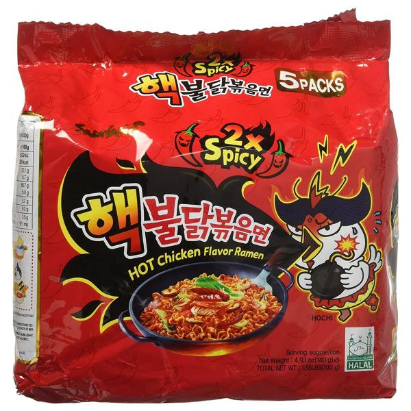 Kit de Lamen Coreano Extreme Spicy 2X Hot Chicken Flavor Ramen 140g - 5 Pacotes - Nongshim Imagem de Kit de Lamen Coreano Extreme Spicy 2X Hot Chicken Flavor Ramen 140g - 5 Pacotes