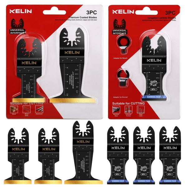 Imagem de Kit de lâminas multiferramentas KELIN Carbide Titanium, 6 unidades com estojo