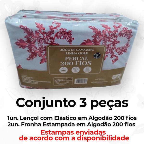 Imagem de Kit de Lençol Algodão 100% Percal GOLD - 2 ou 3 Peças - Solteiro Casal Queen e King