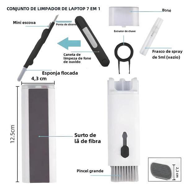 Imagem de Kit de Limpeza 7 em 1 para Computador, Teclado, Fones de Ouvido e Airpods