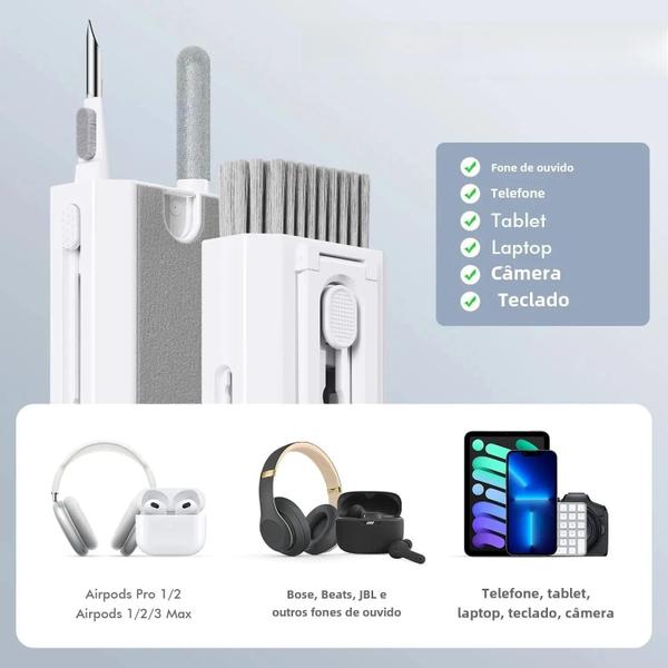Kit de Limpeza 8 em 1 para Computador, Teclado, Fones de Ouvido e iPad Imagem de Kit de Limpeza 8 em 1 para Computador, Teclado, Fones de Ouvido e iPad