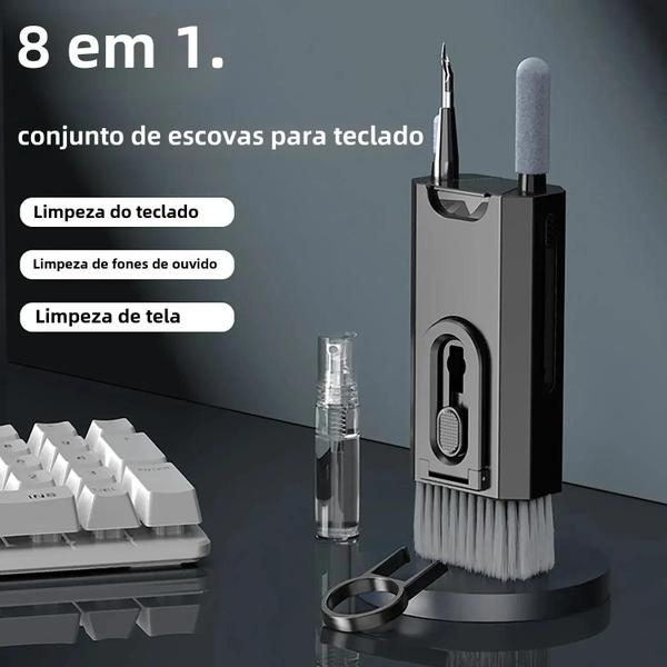 Imagem de Kit de Limpeza 8 em 1 para Computador, Teclado, Fones de Ouvido e iPad