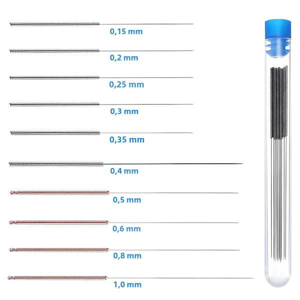 Imagem de Kit de Limpeza de Bico de Impressora 3D em Aço Inoxidável (0,2-1,0 mm)