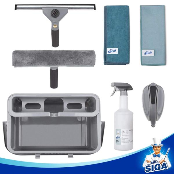 Imagem de Kit de limpeza de janelas MR.SIGA com estojo de armazenamento e frasco de spray