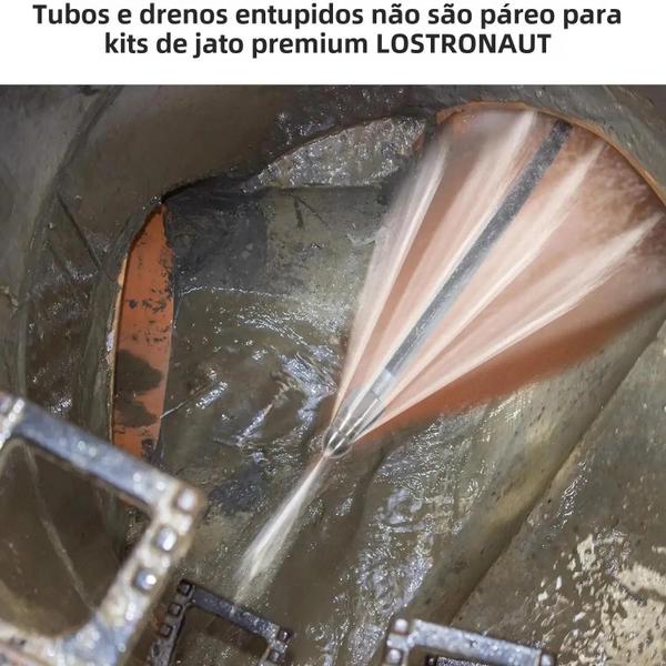 Imagem de Kit De Limpeza De Mangueira De Esgoto De Alta Pressão 10 Metros Para Limpador De Tubulação De Água