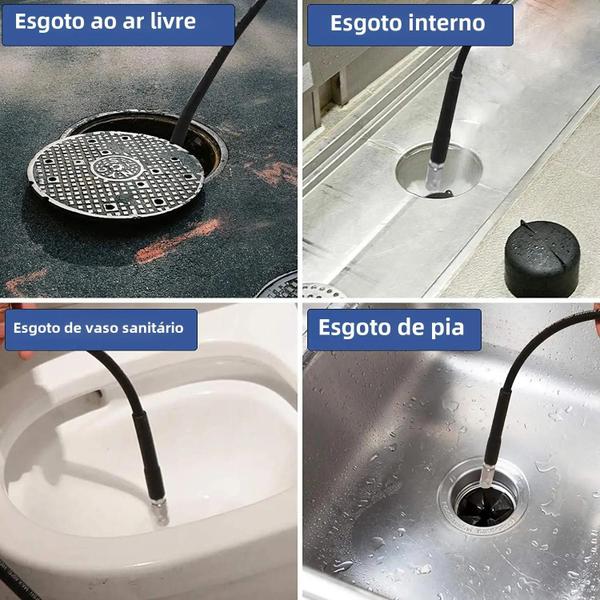 Imagem de Kit De Limpeza De Mangueira De Esgoto De Alta Pressão 10 Metros Para Limpador De Tubulação De Água