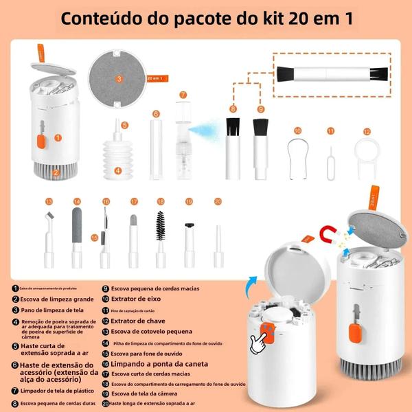 Imagem de Kit De Limpeza De Teclado De Computador 20 Em 1, Extrator De Teclas, Ferramentas Limpas De Tela,