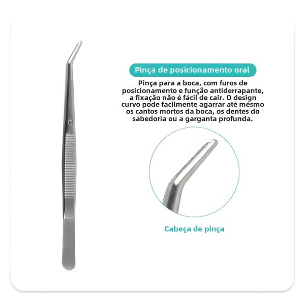 Imagem de Kit de Limpeza Dental com 3 Pinças de Espelho de Aço Inoxidável