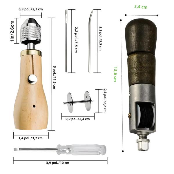 Imagem de Kit de Linha e Furador para Costura de Couro - Faça Você Mesmo (DIY)