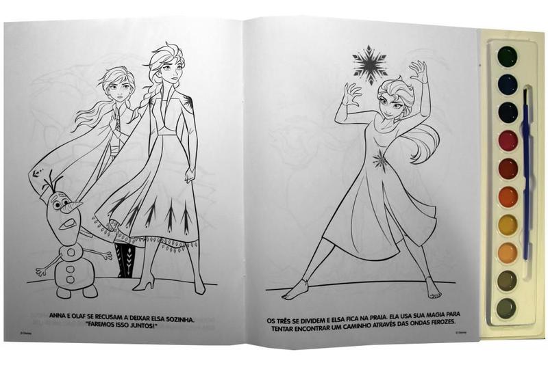 Imagem de Kit de livros infantis: coleção disney aquarela frozen 2 + Frozen 2 historias para colorir- Crianças 4+ Anos