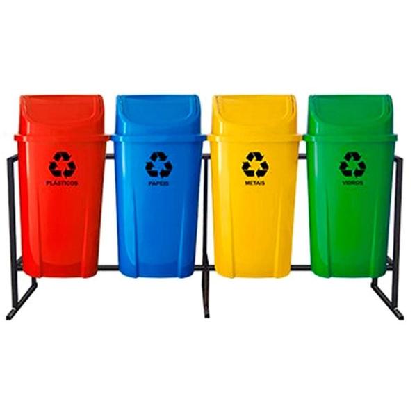 Kit de Lixeiras para Coleta Seletiva 60 Litros com 4 Peças Lar Plástico - LAR PLASTICOS Kit de Lixeiras para Coleta Seletiva 60 Litros com 4 Peças Lar Plástico - LAR PLASTICOS