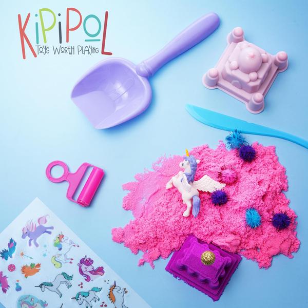 Imagem de Kit de lixo sensorial Kipipol Unicorn com areia mágica e brinquedos para meninas de 4 a 8 anos