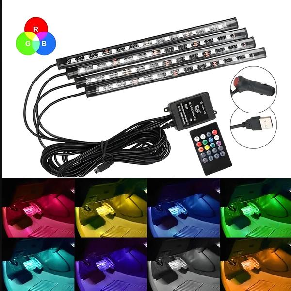 Imagem de Kit de Luzes de LED RGB para Interior de Carro - 8 Cores - Iluminação Ambiente para SUV e 4x4