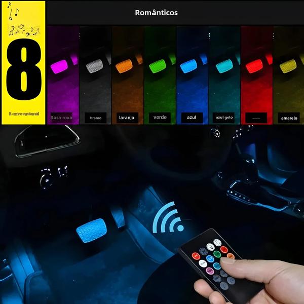 Imagem de Kit de Luzes de LED RGB para Interior de Carro - 8 Cores - Iluminação Ambiente para SUV e 4x4