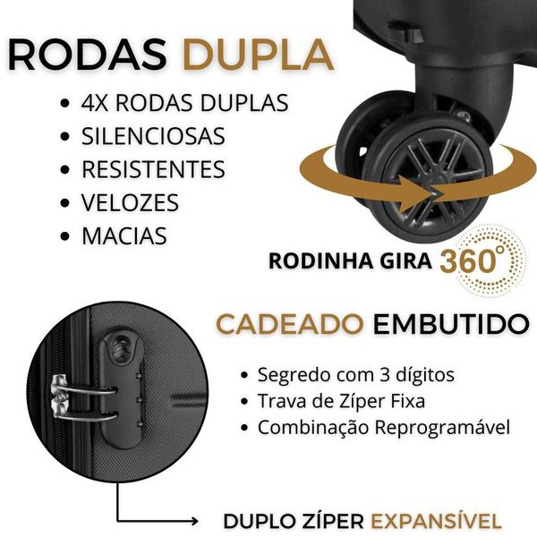 Imagem de Kit de Malas de Viagem de Bordo Com Rodas 360 Fibra Rígida Expansível