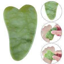 Imagem de Kit de Massagem Facial e Corporal Rolo Jade Pedra Gua Sha Pincel de Silicone Skincare