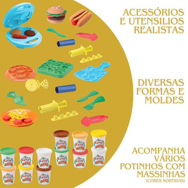 Imagem de Kit De Massinhas De Modelar Infantil Com Acessórios E Moldes De Comidinhas Massas E Hamburguer Para Crianças