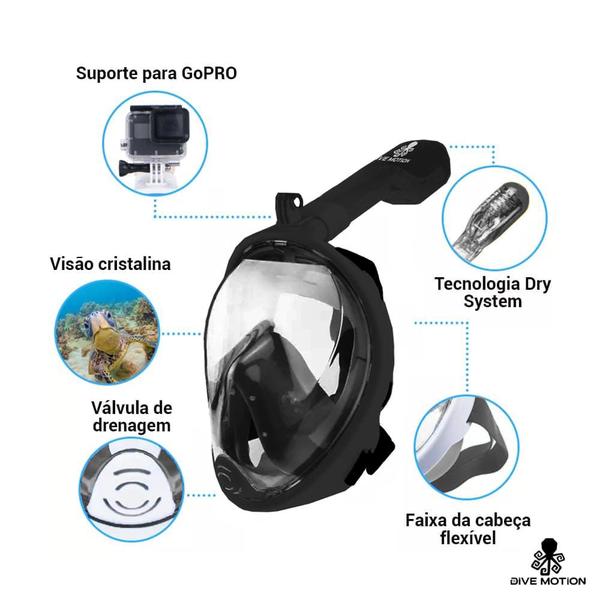 Imagem de Kit De Mergulho Full Face Dry Dive Motion L/XL