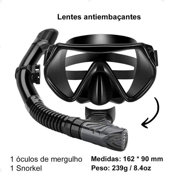 Imagem de Kit de Mergulho Snorkel com Máscara