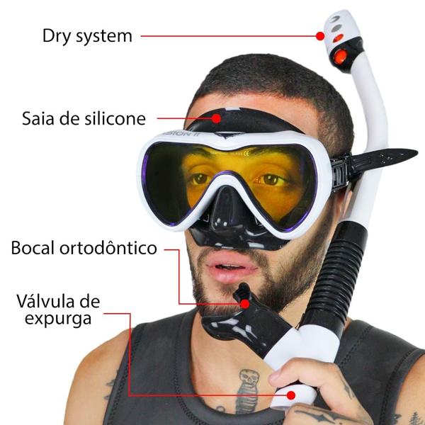 Imagem de Kit de Mergulho Vision II Clear Super Dry Dive Motion - Branco