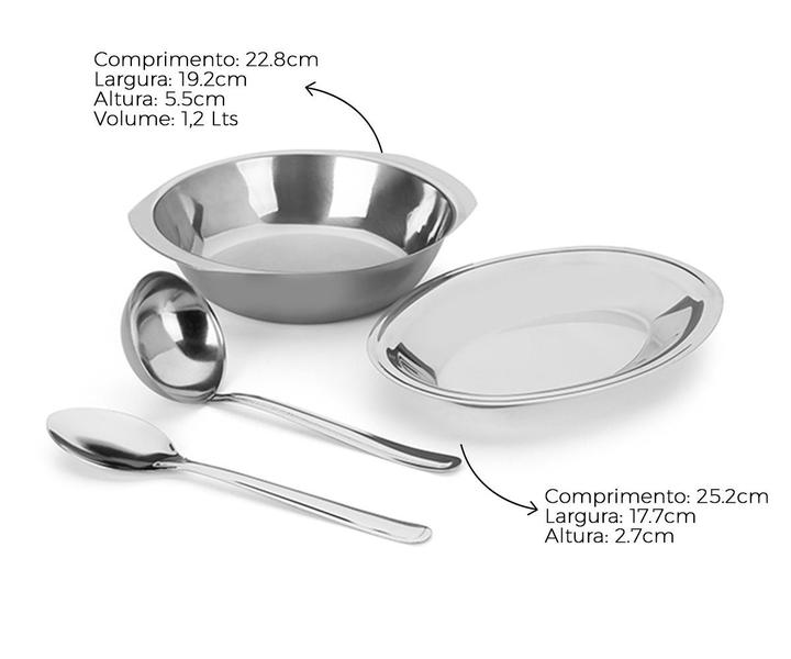 Imagem de Kit de Mesa 4 Peças de Servir Travessa Arroz Bowl Feijão Pop