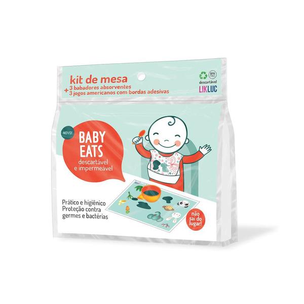 Imagem de Kit de mesa Baby Eats - 3 Babadores + 3 jogos americanos com bordas adesivas