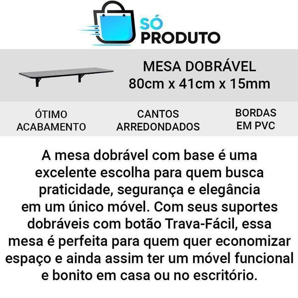 Imagem de Kit De Mesa Mdp Dobrável Retrátil Branca 80X41Cm