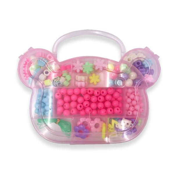 Imagem de Kit De Miçangas Para Pulseiras Maleta Ursinho Infantil Completa Rosa