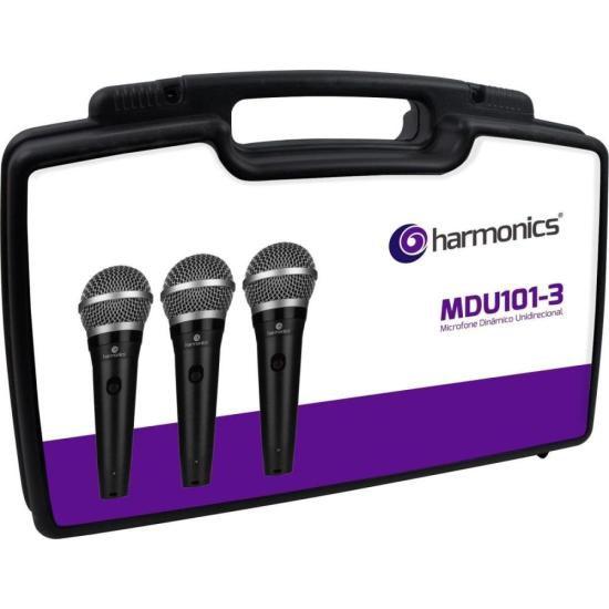 Imagem de Kit De Microfone Harmonics MDU101 Com 3 Microfones Dinâmico Cardióide