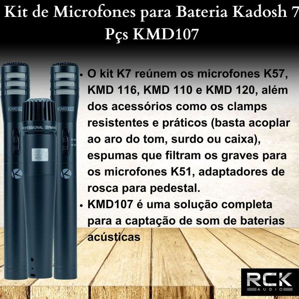 Imagem de Kit de Microfones para Bateria Kadosh 7 Pçs KMD107