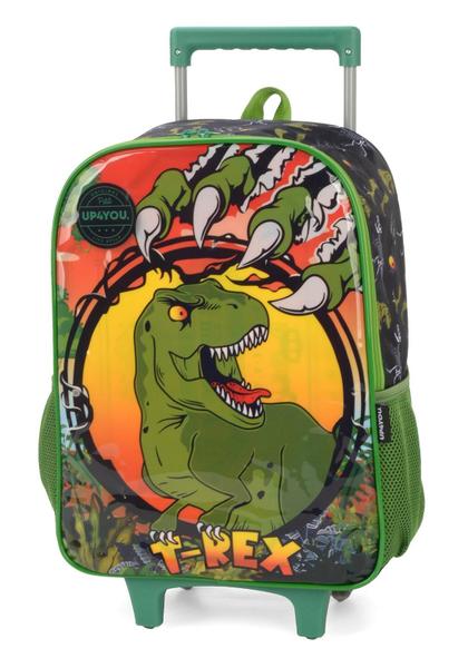 Imagem de Kit De Mochila Escolar De Rodas Com Lancheira Dinossauro.