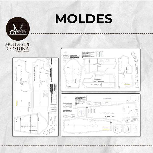 Imagem de Kit de moldes Bases Tecido Plano tamanho 46 ao 54 by Wania Machado