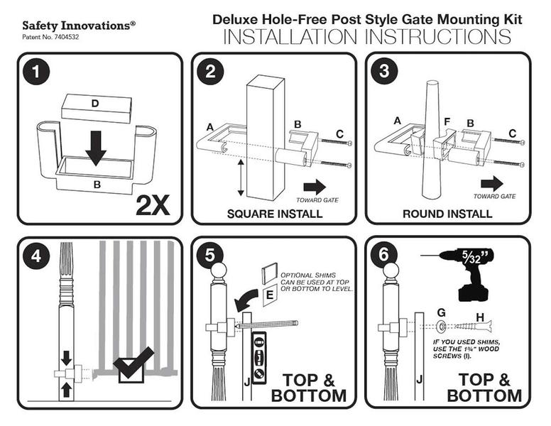 Imagem de Kit de montagem Stairway Baby Gate Safety Innovations, pacote com 1