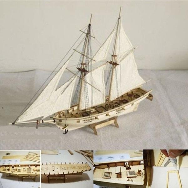 Imagem de Kit de navio de vela de madeira Kit Home Modelo Decoração Barco Presentes Brinquedo para Crianças Brinquedos Modelo de Vela Clássica Blocos