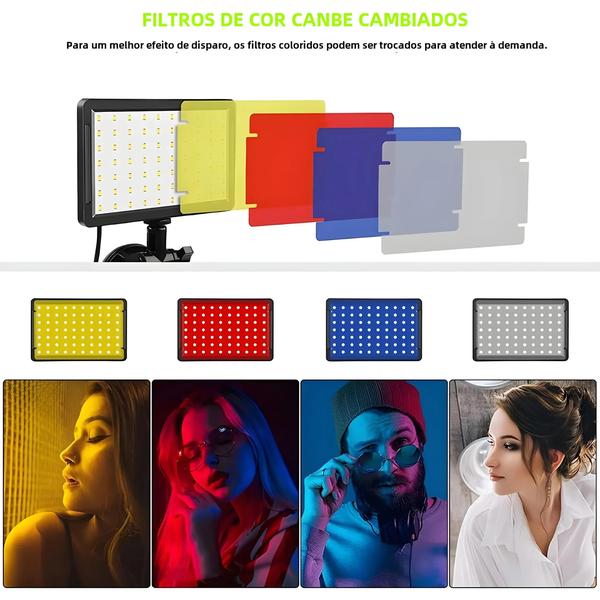 Imagem de Kit de Painel de Luz de Vídeo LED RGB com Tripé - Ideal para Fotografia e Transmissão ao Vivo