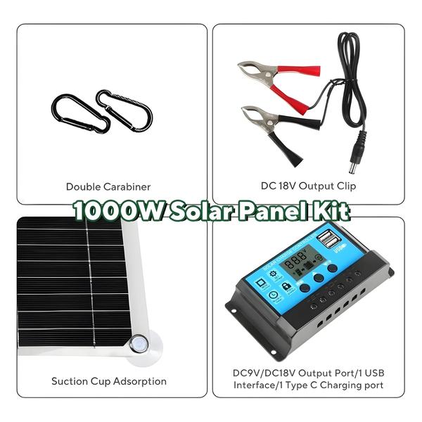 Imagem de Kit De Painel Solar 1000W 12V Com Controlador 10A-100A Para Telefone RV Carro Caravana Casa