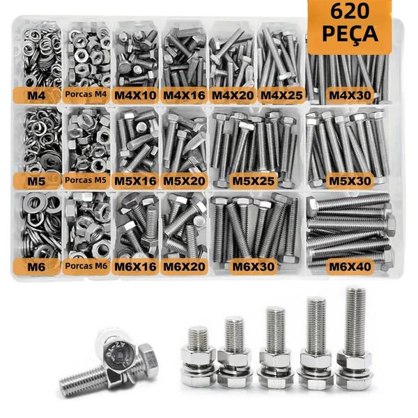 Imagem de Kit de Parafusos e Porcas de Aço Inoxidável 304 - M6, M8 e M10 - Serviço Pesado