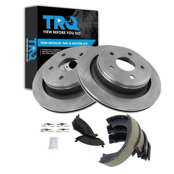 Imagem de Kit de pastilhas de freio e rotor TRQ Rear Semimetálico Semimetálico Dodge Ram 1500