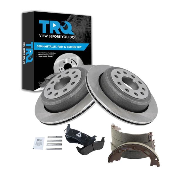 Imagem de Kit de pastilhas de freio e rotor TRQ Rear Semimetálico Semimetálico Lincoln Town Car