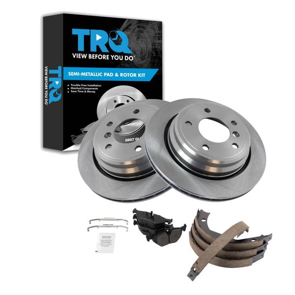 Imagem de Kit de pastilhas de freio e rotor TRQ semimetálico traseiro BMW 525i 528i