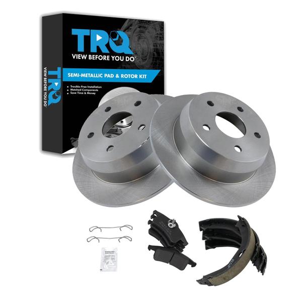 Imagem de Kit de pastilhas de freio e rotor TRQ traseiro semimetálico para Jeep Grand Cherokee 1999-2004