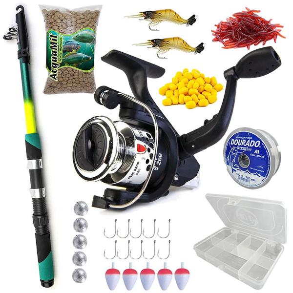 Imagem de Kit De Pesca Completo 10kg Vara Telescópica Molinete + Itens