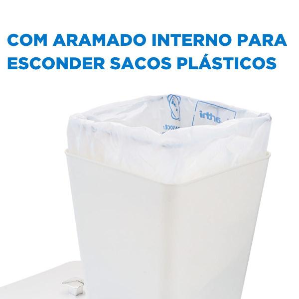 Imagem de Kit De Pia Cozinha Bancada Lixeira 7 Litros Porta Detergente E Bucha Branco C/ Cromado