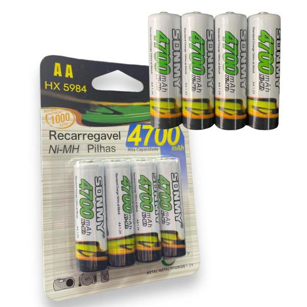 Imagem de Kit de Pilhas Premium Recarregáveis 4 unidades 4700 mAh 1.2v