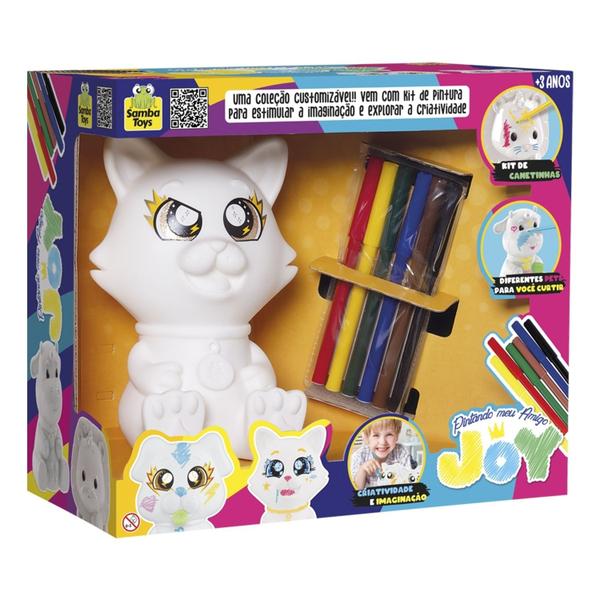 Imagem de Kit De Pintura Didatico Gatinho Em Vinil Macio Para Pintar e Colorir Com Canetinhas 0907 - Samba Toys