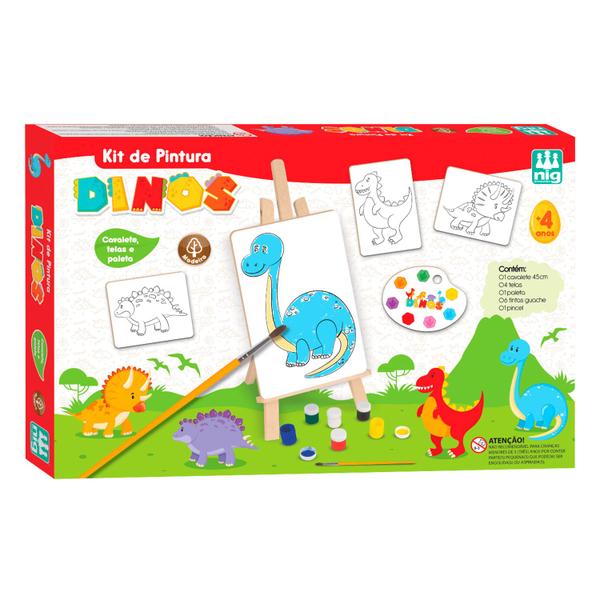 Imagem de Kit De Pintura Dinossauro Infantil Educativo Colorir Pintar - Nig Brinquedos