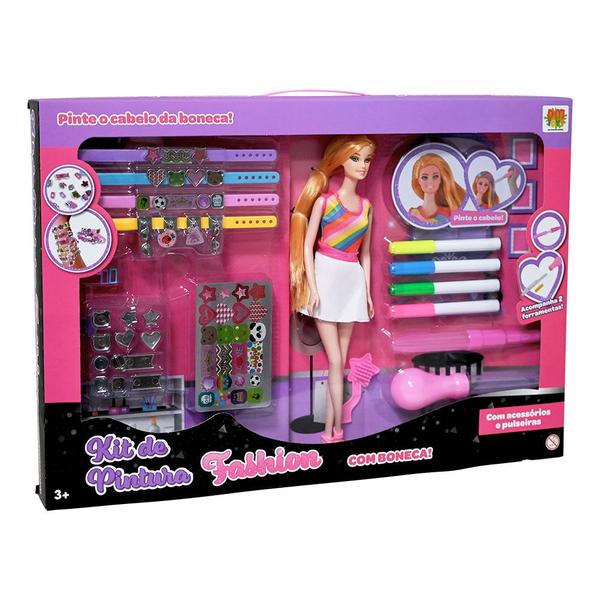 Imagem de Kit De Pintura Fashion C/ Boneca e Acessórios - DmToys