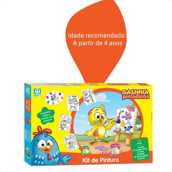 Kit De Pintura Galinha Pintadinha Infantil Divertido em Madeira +4 anos Nig Brinquedos - 0732 Imagem de Kit De Pintura Galinha Pintadinha Infantil Divertido em Madeira +4 anos Nig Brinquedos - 0732